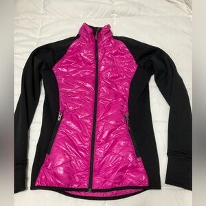 Hot pink zip up puffer/hoodie